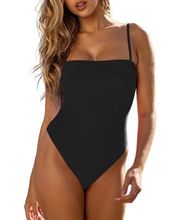 NWT RELLECIGA Bandeau One Piece Swimsuit Black L