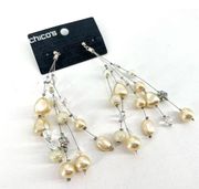 NWT Chico’s romantic Faux rhinestone Pearl drop earrings 4”