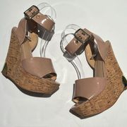 COLIN STUART CORK PLATFORM SANDAL size 7   B60