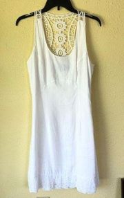 White Linen Lace Back Sleeveless Dress 6