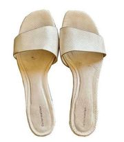 Reformation Joey Asymmetric Snakeskin Embossed White Leather Slide Sandal 8.5