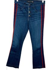 Carolyn 10” bootcut red tuxedo stripe high rise jeans size 27