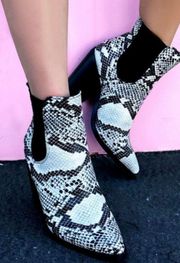 Snakeskin Slip On Ankle Bootie