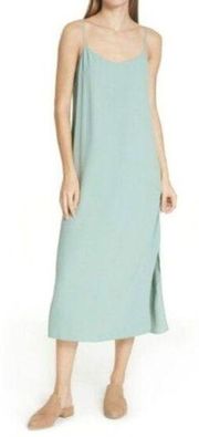 New Eileen Fisher V-Neck Cami maxi  Dress Green