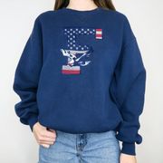 Vintage 90s Embroidered American Flag Eagle Sweatshirt