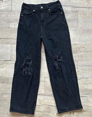 Highest Rise Baggy Jean Wide Leg Black Denim Y2K 90s Distressed Jeans