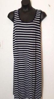 Nautica navy/white striped maxi dress