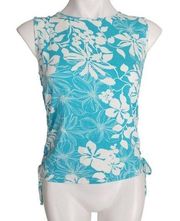 Liz Claiborne Brought & easy floral sleeveless side tie t shirt