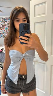 Light Blue Open Crop Top