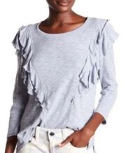 Seven7 3/4 Sleeve Light Blue Double Ruffle Top S