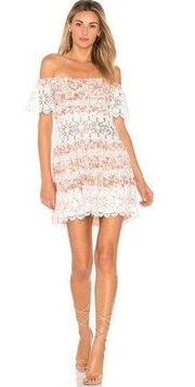 For Love & Lemons Cadence Dress Off the Shoulder Mini Floral Lace Size XS NEW