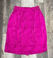 Fuchsia Pink Silk Skirt With Floral Design Size 8