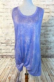 Zella Twist Front Knot Tank Top Scoop Neck Blue Marlin Sleeveless NWT Size 3X