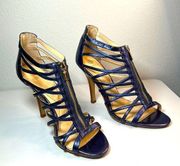 Woman’s metallic blue Isola hells Sz 8