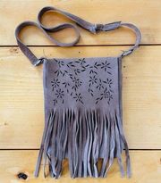 The Limited Vintage Leather Fringe Small Boho Crossbody Bag Brown