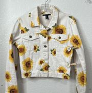 Forever 21  sunflower jean jacket Classic Size Small EUC