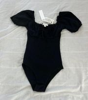 waffle knit bodysuit  Size 0-2 (XS)  Condition: NWT Color: Black  Details : - Comfy and stretchy  - Button closure at bottom  Extra: - I ship between 1-2 days