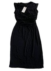 Dance & Marvel Dress Womens Small Solid Black LBD Stretch Knit Cutout Midi Rayon