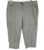 Gray High Rise Lightweight Roll Tab Cuff Capri Pants Women’s 10