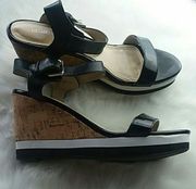 Liz Claiborne Black and White Cork Wedges