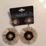 Nicole Miller Double Starburst Crystal Gold Black