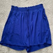 Zenana Women's M High Waist Casual Shorts Royal Blue Pull On Lounge Soft Comfy
