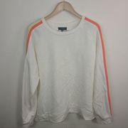 Croft and Barrow Rainbow Piped Arm Cream Color Sweatshirt (XXXL)