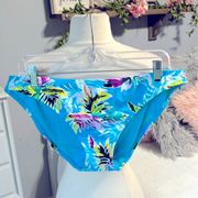 Colorful Tropical Bright Blue Bikini Bottom Womens XL