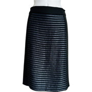 Nordstrom Black Gray Striped Straight Pencil Skirt Size 14 Knee Length