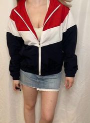 Vintage 90s  Colorblock Hooded Windbreaker Jacket - M