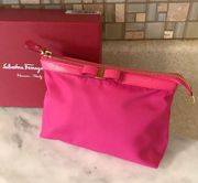 Auth. Salvatore Ferragamo Pink Bow Cosmetic Bag