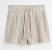 Beige Knit High Waisted Shorts