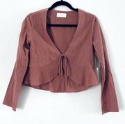 Capulet Long Sleeve Top Small Pink Red Mauve Crop Women Tie Front Ruffle Boho