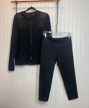 Victoria’s Secret Black Knockout Capri & Full Zip Mesh Hoodie Sport Bundle Sz M