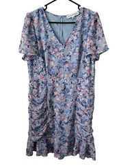 NEW Emma & Michele Dress Size 16 XL Extra Large Floral Blue White Pink Polyester