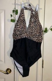 Leopard print one piece swim