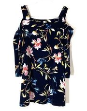 Woman Within | Navy Floral Cold Shoulder Top