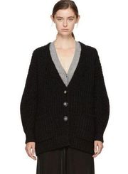 Isabel Marant Black Favian Cardigan Alpaca Wool Italian Blend Size 34