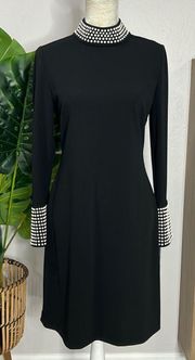 nwt // Karl lagerfeld paris pearl embellished mock neck dress