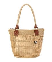 The SAK Cambria Purse Bucket Style Bag Crochet Tweed Tan Brown Shoulder Bag Tote