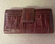 Fossil Pleated Leather Coastal Cowgirl Western Granola Wallet