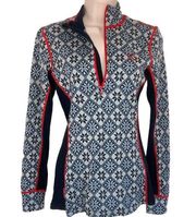 Kari Traa Women’s Merino Wool Multicolor Snow Rose Half Zip Baselayer Top-Medium