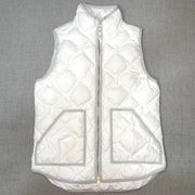 J. Crew White Quilted Down Puffer Vest Coat XS