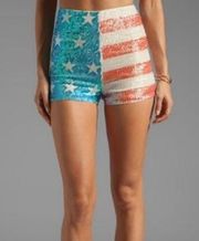 Wildfox American flag sequin shorts