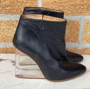 Margiela for H&M BLACK LEATHER INVISIBLE HEEL/WEDGE ANKLE BOOTS 7