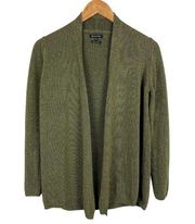 Massimo Dutti Cardigan Sweater Small Green‎ Open Front Knit Long Sleeve Womens