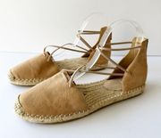 EILEEN FISHER Tan Suede Espadrille Flat Sandals Size 8