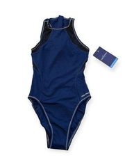 Dolfin Womens Water Polo One Piece Swimsuit With Zipper Navy Size 32