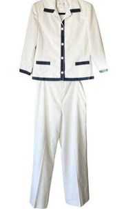 Oscar de la Renta Vintage White Pinstriped Suit Size 4