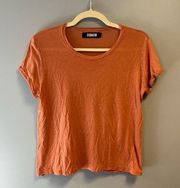 Reformation Tee Burnt Texas Orange Linen Blend Tee Sz L EUC Casual Summer Top